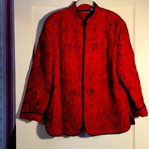 Red jacket with silk black embroidery.